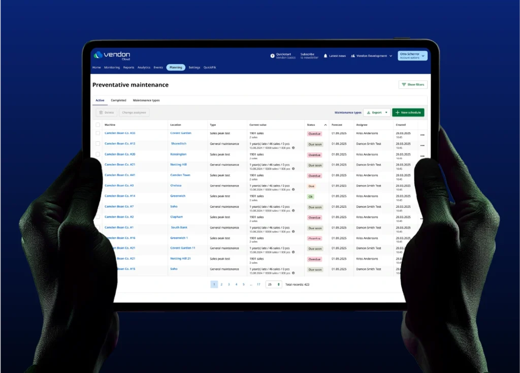 Preventive maintenance of coffee machine