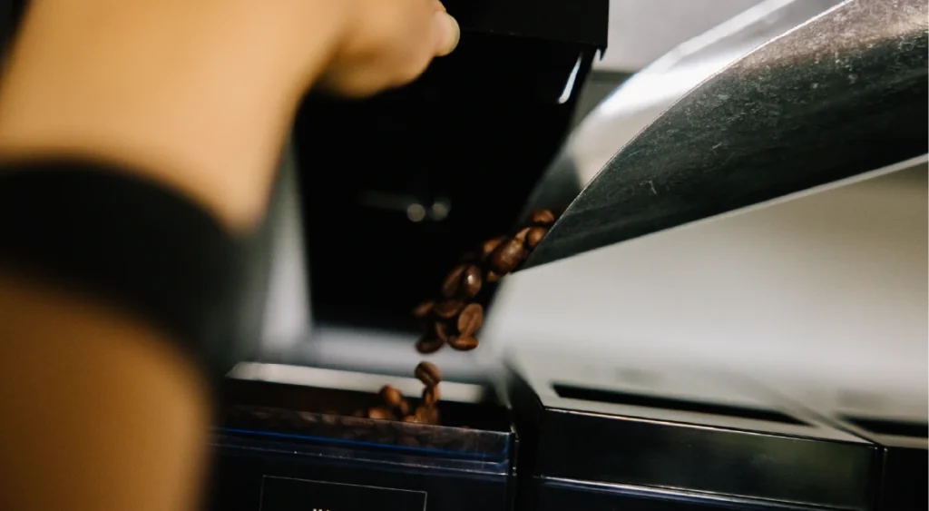 Coffee beans in a vending machine