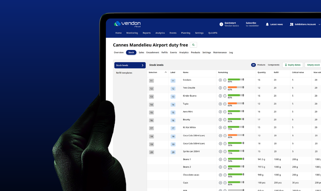 Vendon Cloud real time stock monitoring